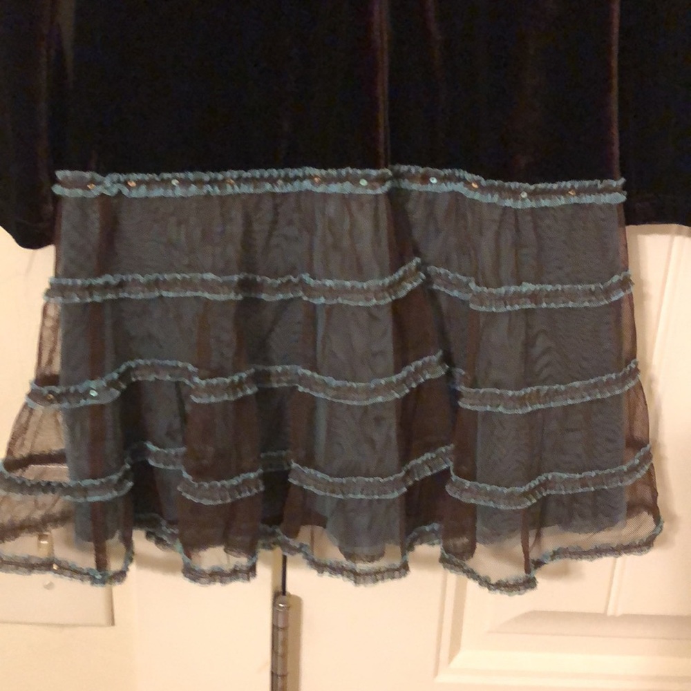 EUC Biscotti brown & teal velour/tulle winter dress. Size 5. Absolutely stunning - Picture 5 of 5